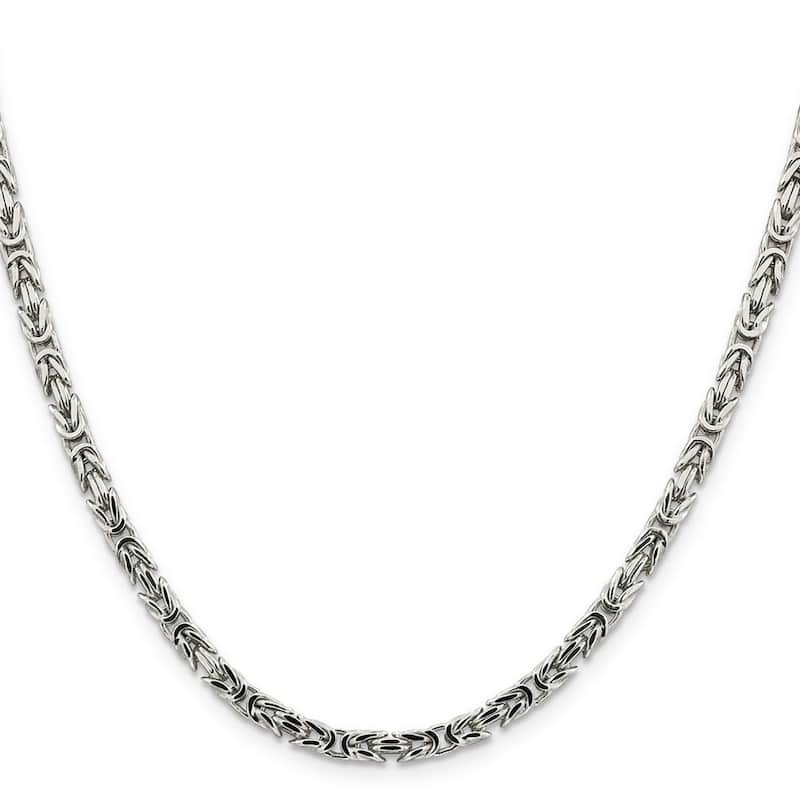 Curata 925 Sterling Silver 3.25mm Squared Byzantine Chain Necklace for Men Optiosn: 16 18 20 24 30