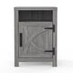 preview thumbnail 4 of 9, Farmhouse Barn Door Nightstand Bedside Table with Storage Open Compartment