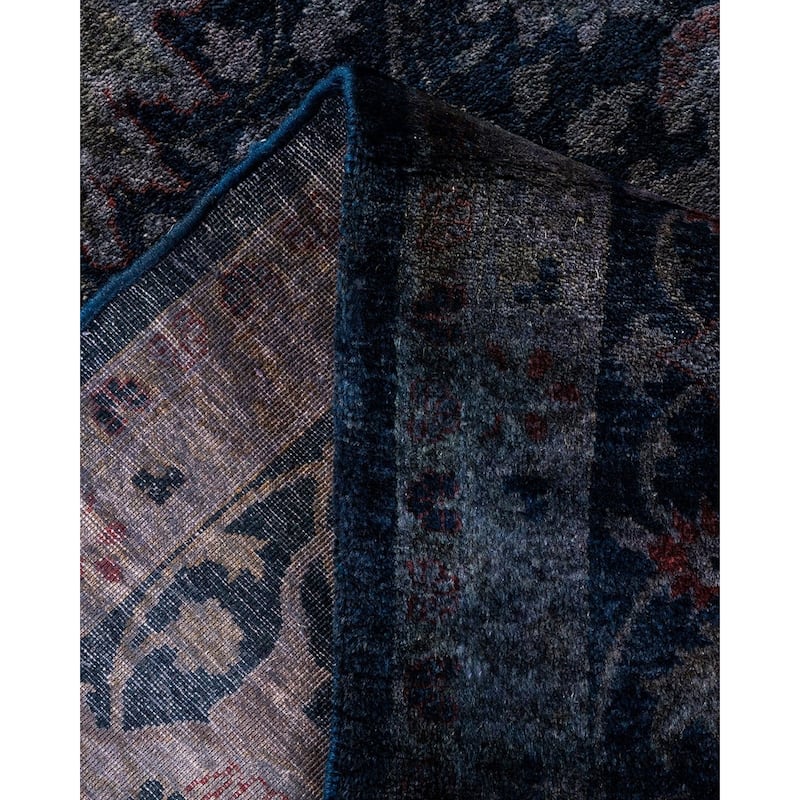 Overton Hand Knotted Wool Vintage Inspired Modern Contemporary Overdyed Purple Area Rug - 6' 2" x 9' 2"