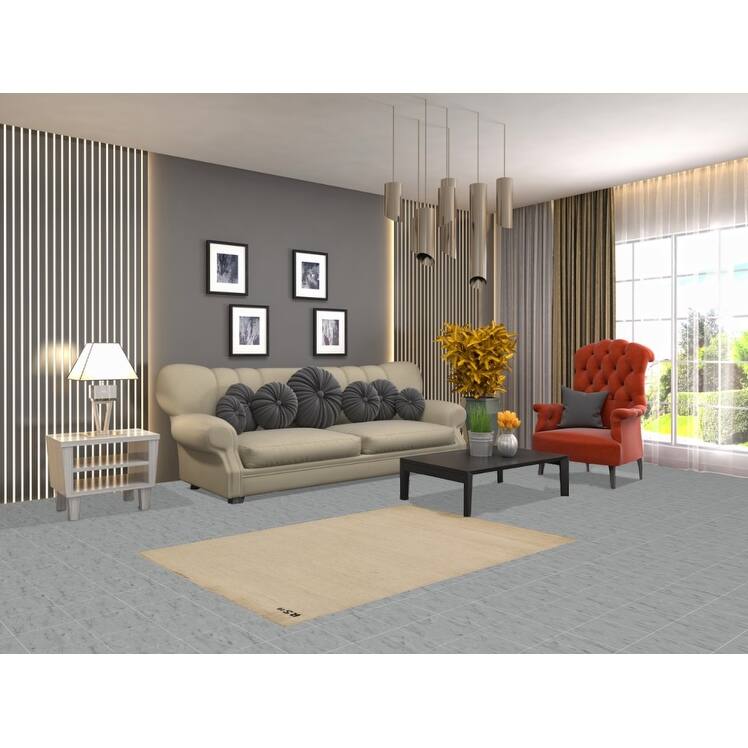 Gabbeh Oriental Foyer Rug Hand-Knotted Contemporary Wool Carpet - 3'4"x 4'10"