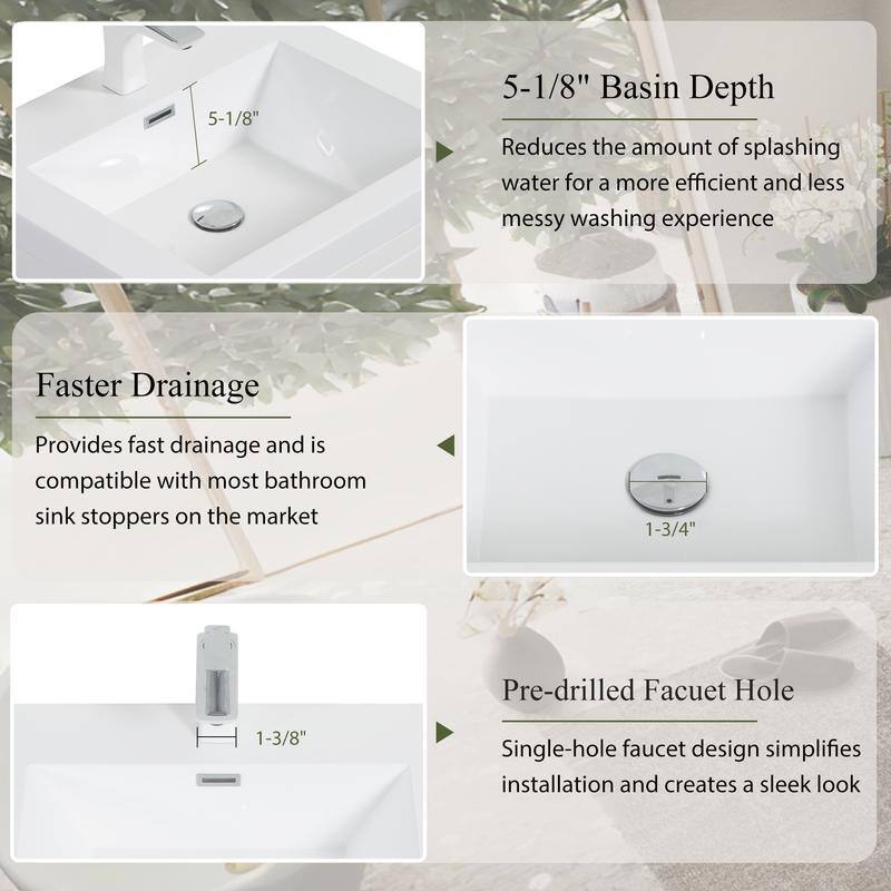 Abruzzo 24" Freestanding Bathroom Vanity with Stone Resin Sink and Two Soft Close Drawers