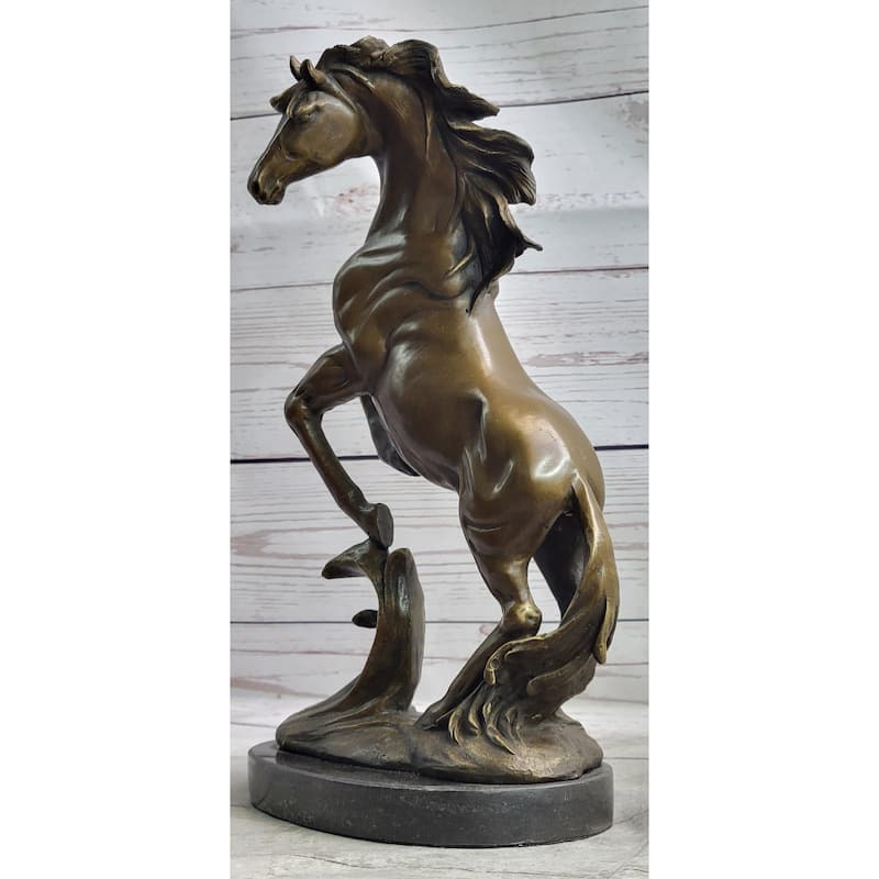 Rearing Horse Bronze Sculpture Statue Equestrian Stables Country Western Decor