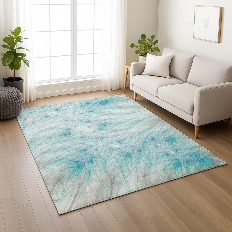 Machine Washable Indoor/ Outdoor Modern Cheraw Chantille Rug