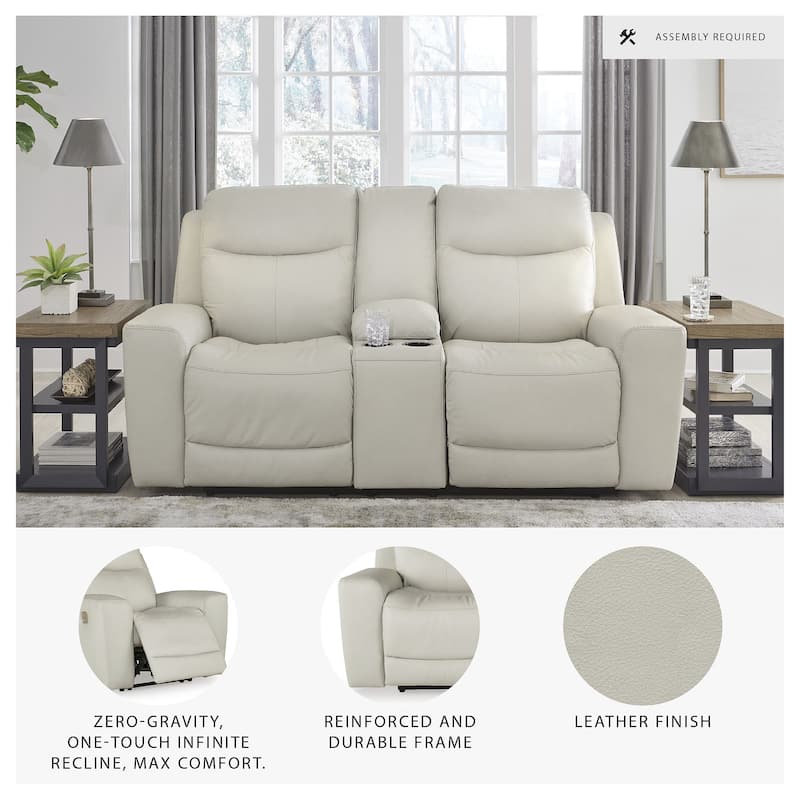 Signature Design by Ashley Mindanao Coconut Power Reclining Loveseat with Console - 79"W x 42"D x 43"H