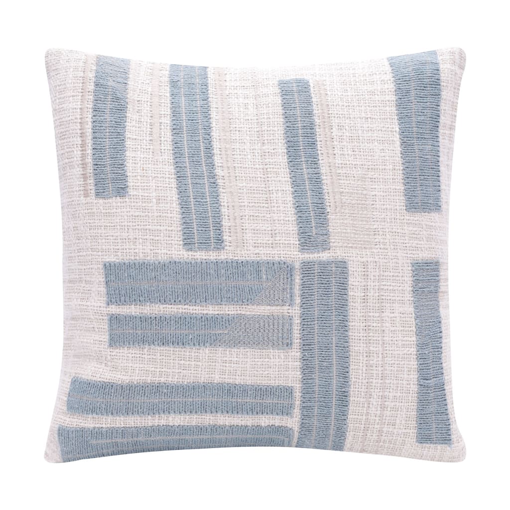 HomeRoots 20" Ocean Blue and Ivory Cotton Throw Pillow