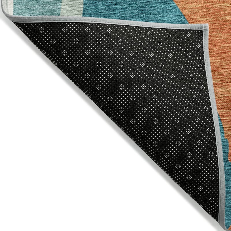 Machine Washable Indoor/ Outdoor Abstract Contemporary Chantille Rug