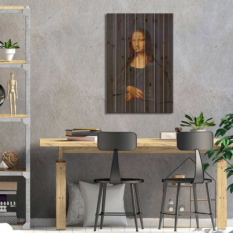 Street Art Monalisa Print On Wood by Danilo de Alexandria - Multi-Color