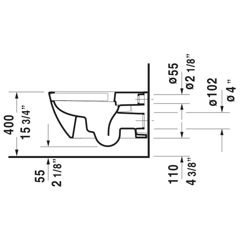 Duravit Happy D.2 0.8/1.6 GPF Dual Flush Wall Mounted One Piece