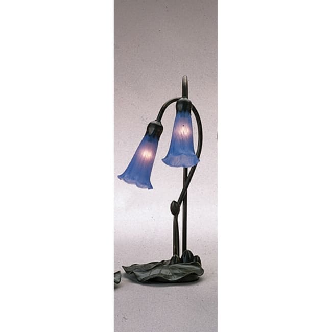 Meyda Tiffany Stained Glass / Tiffany Desk Lamp from the Lilies - Blue