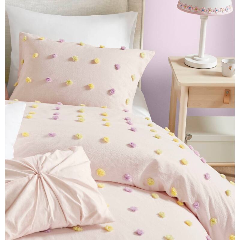 Intelligent Design Kids Callie Cotton Jacquard Pom Pom Comforter Set