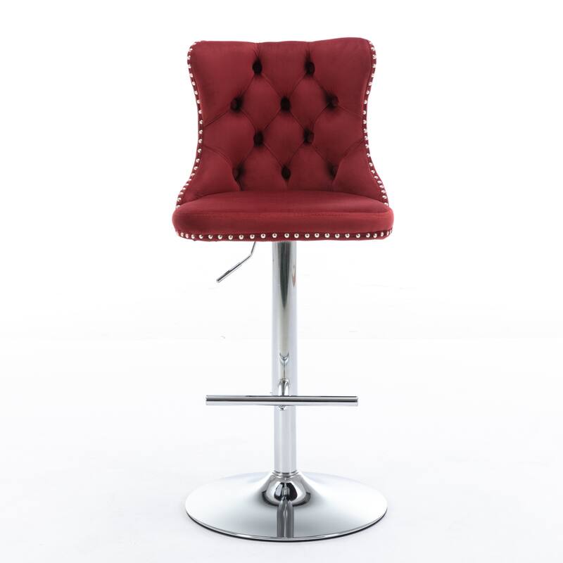Counter Height Swivel Barstools Adjustable Upholstered Bar Chairs Set of 2