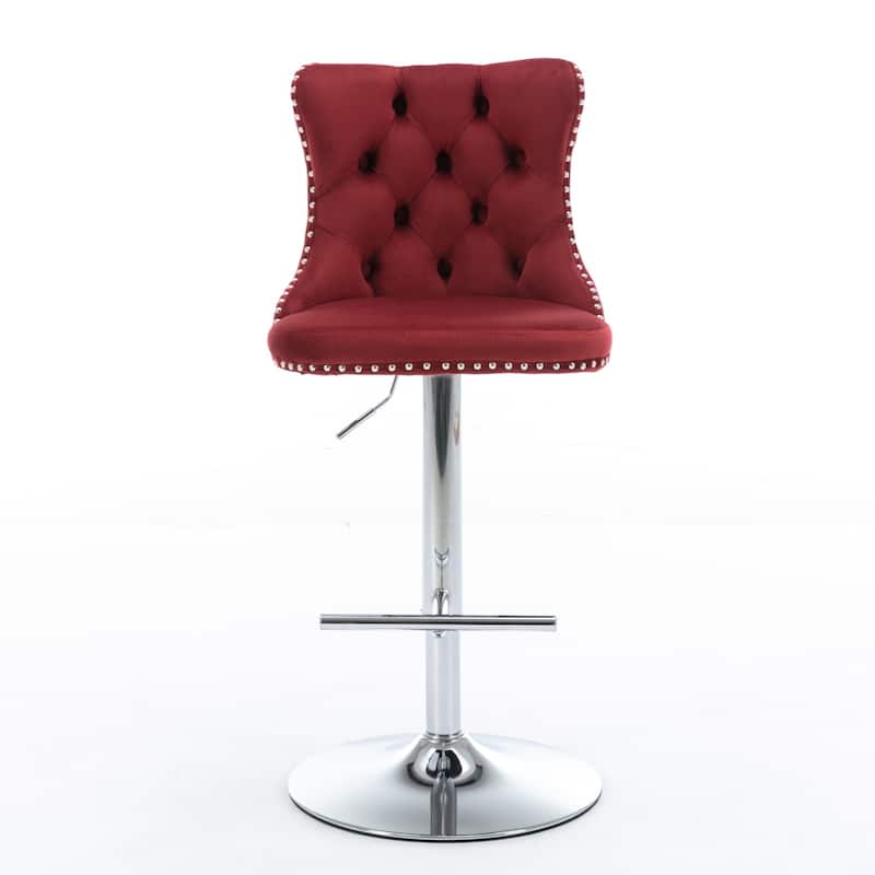 Ostweer Furniture Classic Velvet Upholstered Swivel Barstools Black Set of 2