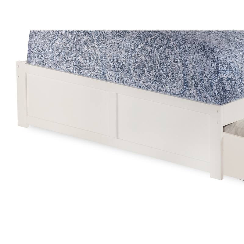 Nantucket King Platform Bed with Footboard and 2 Bed Drawers in White
