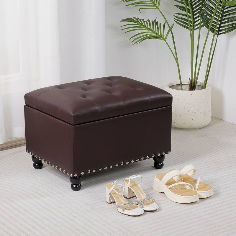 Adeco High End Classy Tufted Storage Ottoman Bench Footstool