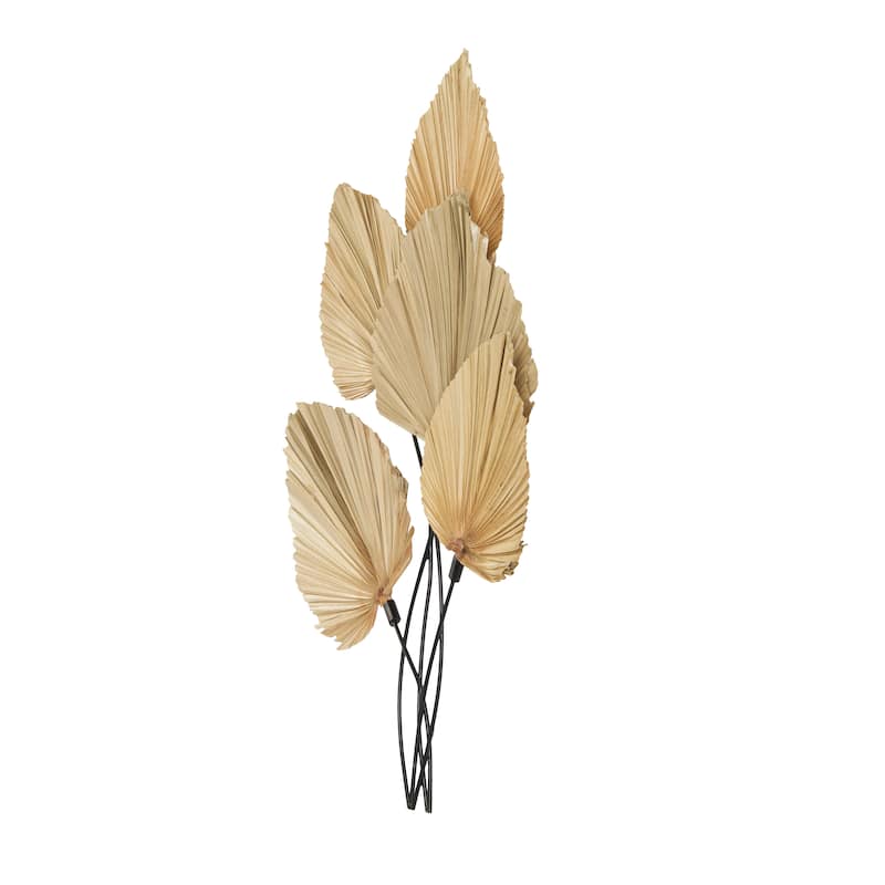 Brown Metal Layered Leaf Home Wall Decor with Palm Leave Accents