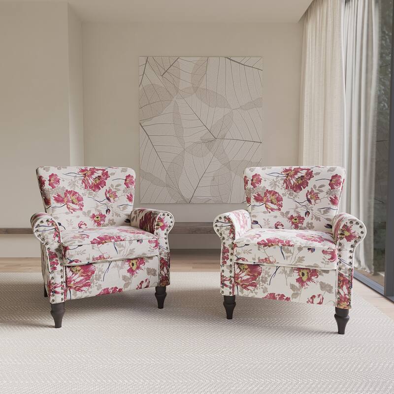 Living Room Armchair with Nailhead Trim - 29.9"W x 29.9"H x 32.9"D - Pattern White-2Pack