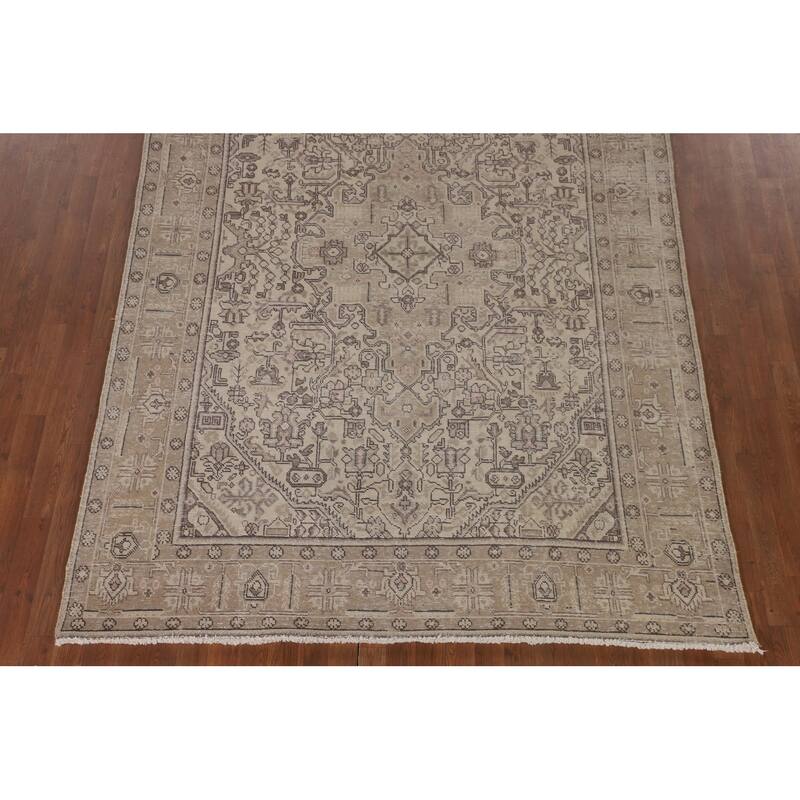 Distressed Tabriz Persian Vintage Rug Handmade Traditional Wool Carpet - 6'5"x 9'2"