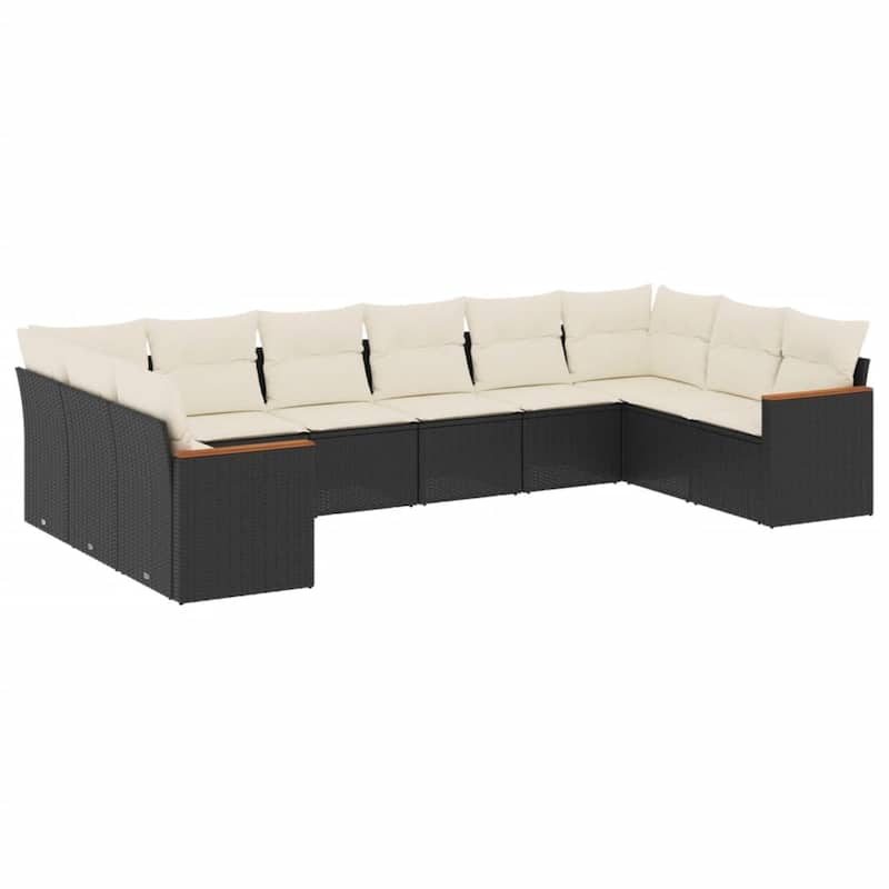 vidaXL Patio Sofa Set with Cushions Outdoor Conversation Furniture Poly Rattan