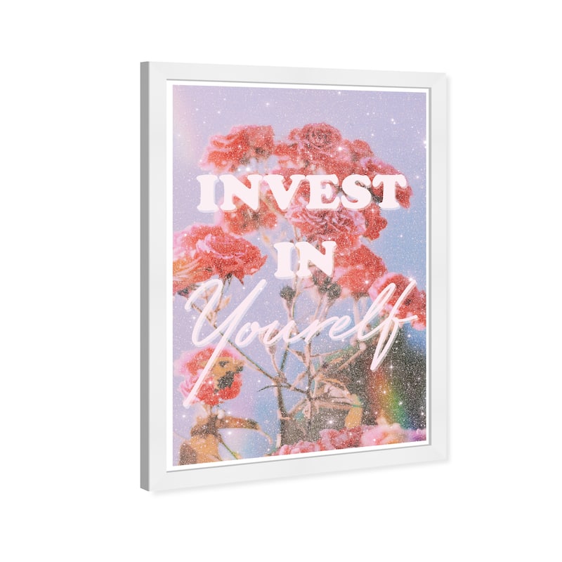 Wynwood Studio Prints 'Invest in Yourself Floral' Purple Wall Art