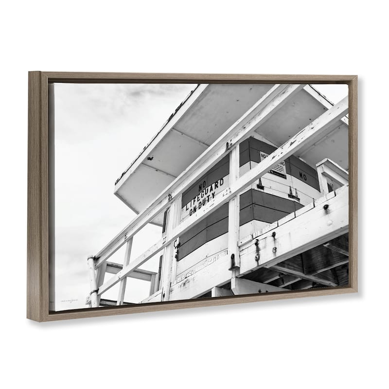 Stupell Lifeguard Building on Beach Framed Floater Canvas Wall Art Design By Seven Trees Design
