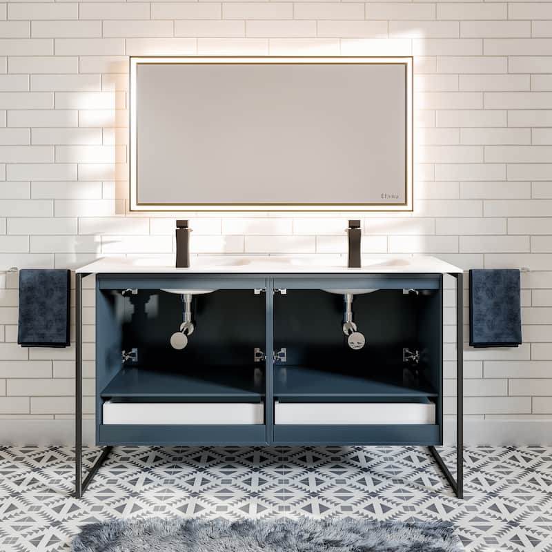 Eviva Onyx Wall Mount Bath Vanity with Solid Surface Top