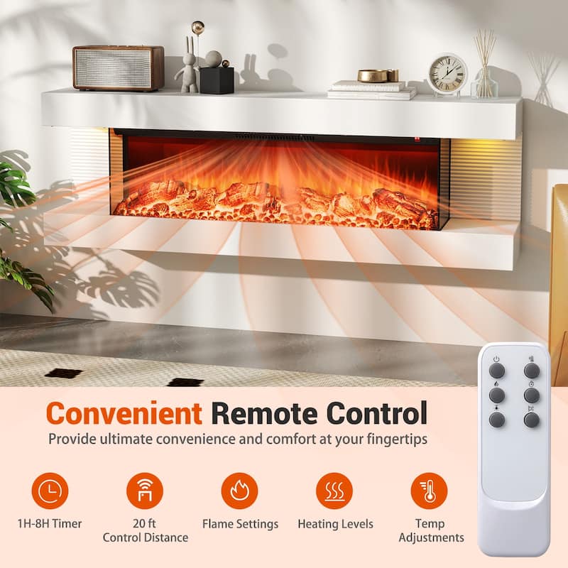 Gymax 18'' 3-Sided Wall Mounted Electric Fireplace w/ 32''Wide