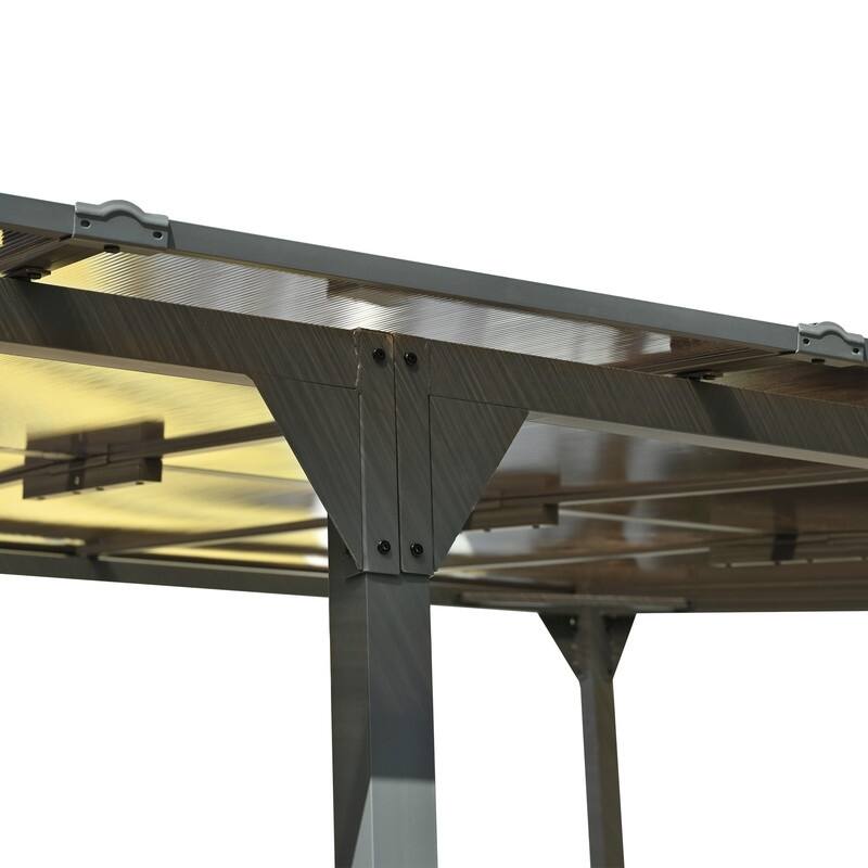 14.76x9.22FT Wall-Mounted Gazebo, Patio Cover Lean to Awning with Powder Coated Iron Frame and with Sloped Design