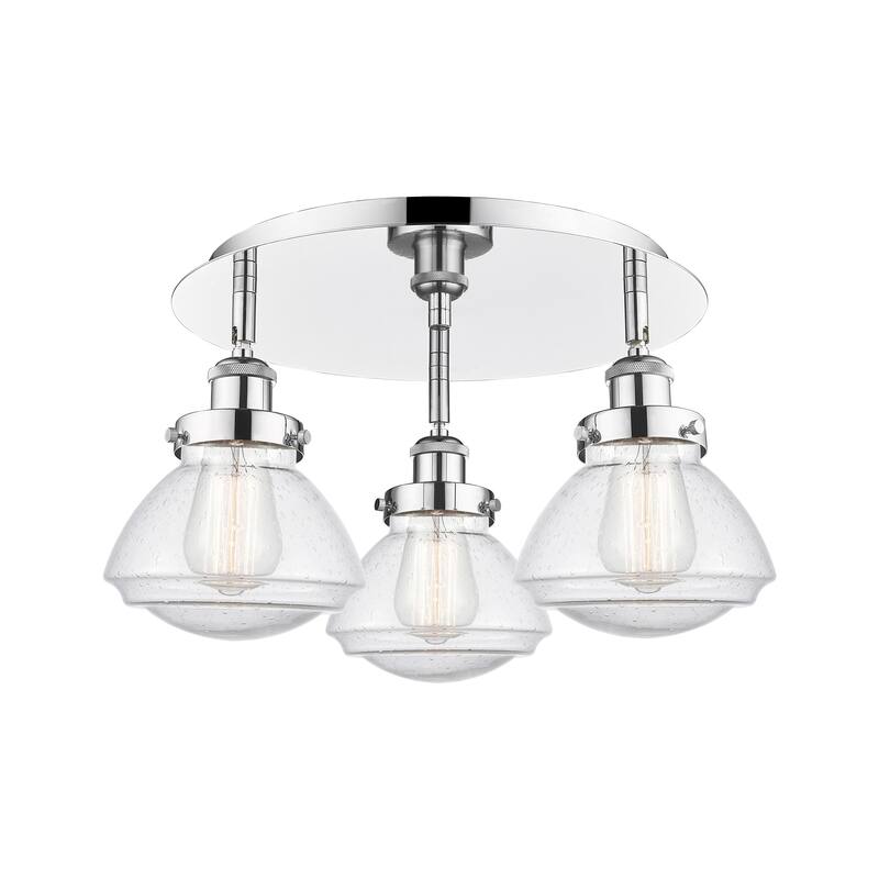 Innovations Lighting Olean - 3 Light 18" Flush Mount - Polished Chrome/Seedy
