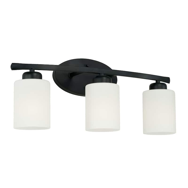 Dixon 20-inch 3-light Bath/ Vanity Fixture w/ Soft White Glass - Matte Black