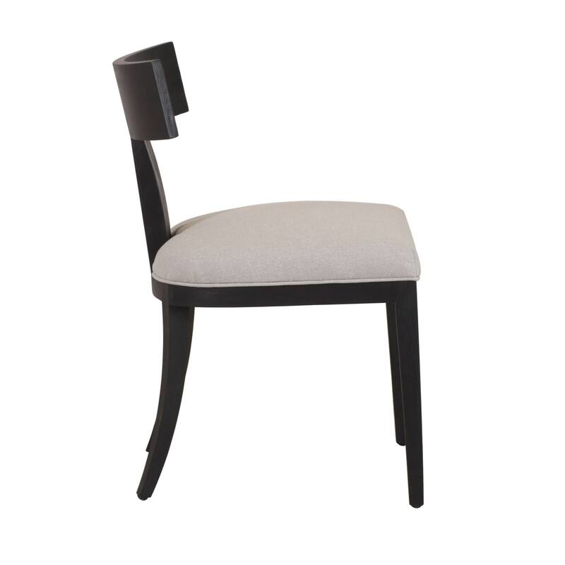 Modrest Fabien Mid-Century Modern Beige Linen & Black Walnut Dining Chair (Set of 2)