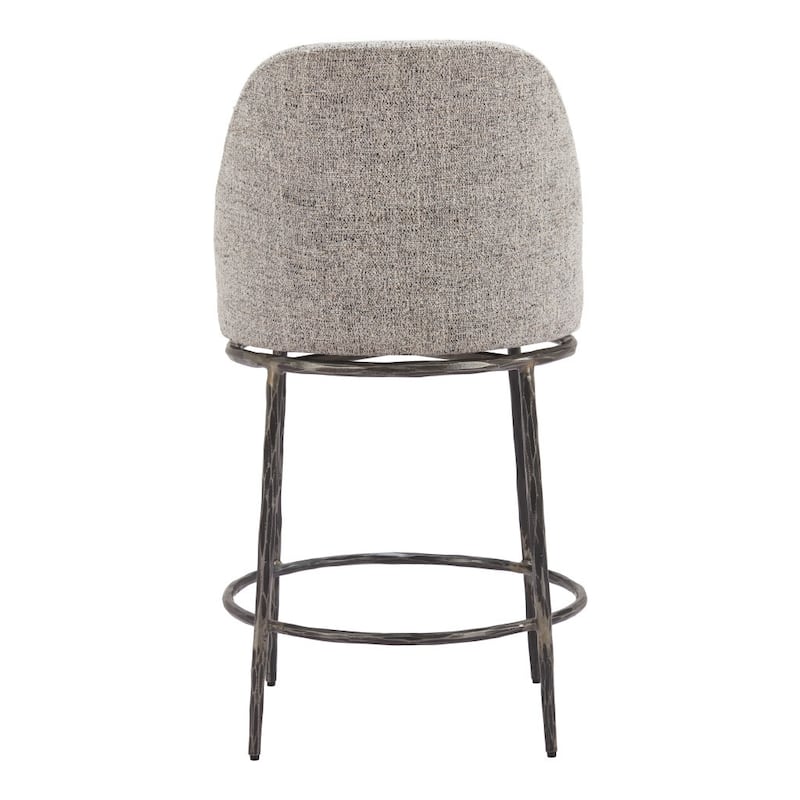 HomeRoots 24" Gray and Black Fabric and Steel Counter Height Swivel Bar Chair