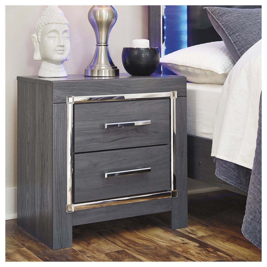 Lodanna Two Drawer Night Stand - Contemporary Style - Gray