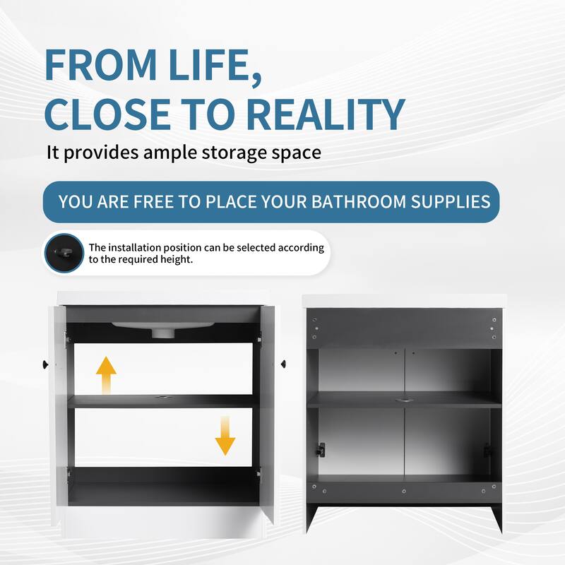 ARTCHIRLY 24/30/36 Inch Bathroom Vanity with Sink, Freestanding Bathroom Vanity with Soft Close Door and Adjustable Shelf