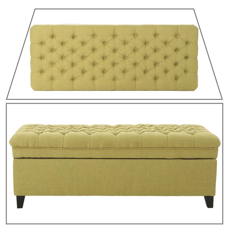 Classic Stylish Upholstered Storage Bench with Tufted Button Decoration Seat