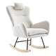 preview thumbnail 43 of 48, Modern Living Room Teddy Fabric Rocking Chair with Pocket and Headrest, Dark Green
