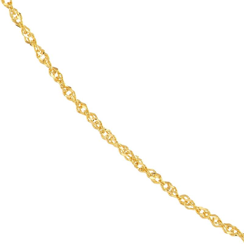 Curata 14k Yellow Gold 0.8mm Diamond Singapore Chain Necklace (Spring Ring)