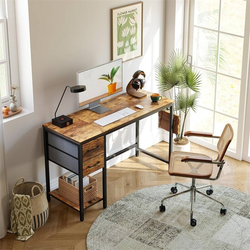 Computer Home Office Desk with 2 Drawers