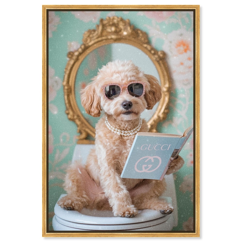 Goldendoodle Toilet Time Canvas by Art Remedy