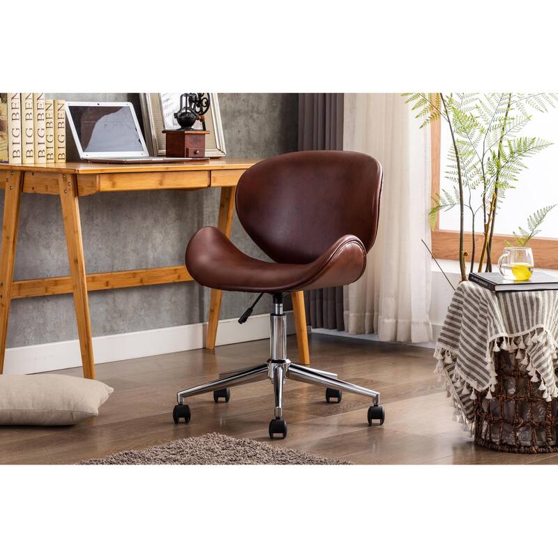 Porthos Home Rudi Office Chair, PU or Fabric or Velvet Upholstery, Chrome Legs