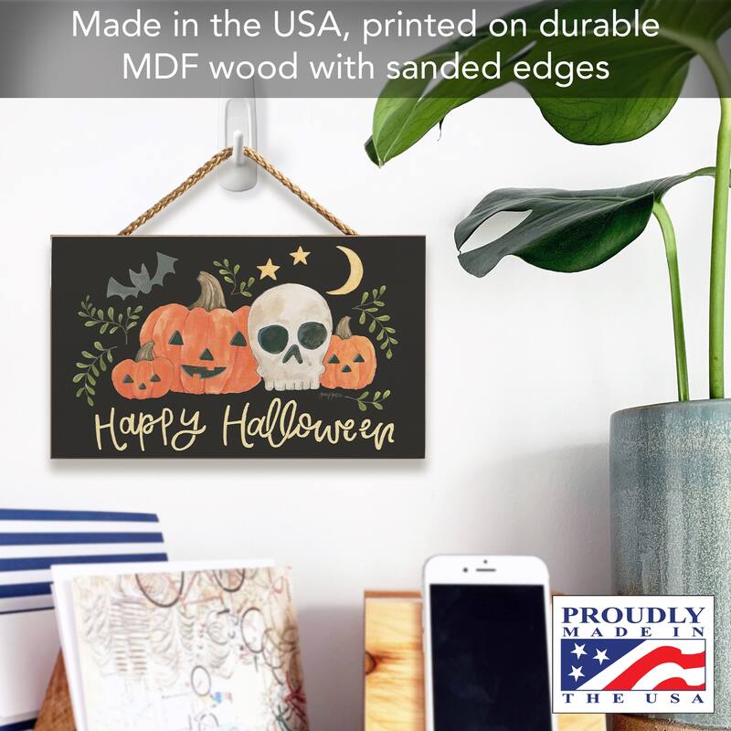 Spooky Season Hanging Wood Sign 9.5" x 5.75" Made in the USA - Multi
