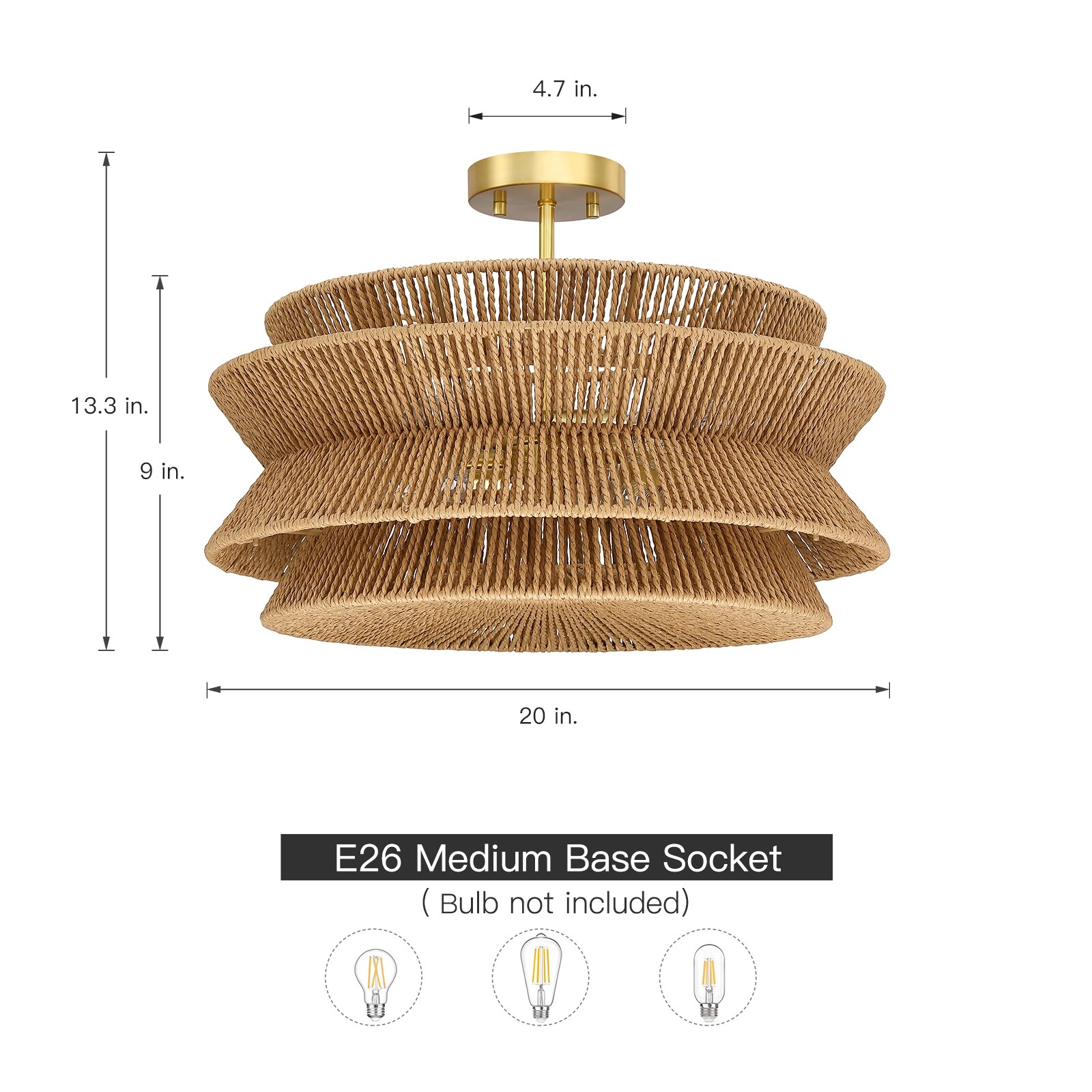 Woven semi flush mount light on sale