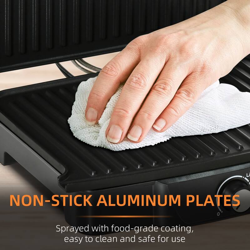 HOMCOM Large Panini Press Sandwich Maker and Grill, Cooking Gift - 13.75" L x 12.75" W x 4.75" H