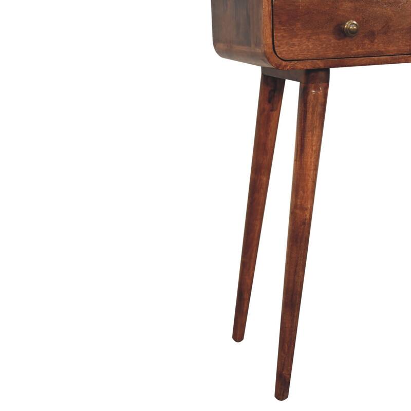 Artisan Furniture Solid Wood Mini Curved Honey Caramel Console Table, Brown with 2 Drawers