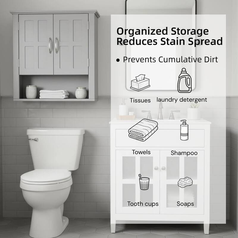 Bathroom Wall Storage Cabinet, Multi -functional Wall Mounted Cabinet with Adjustable Shelves, Medicine Cabinet