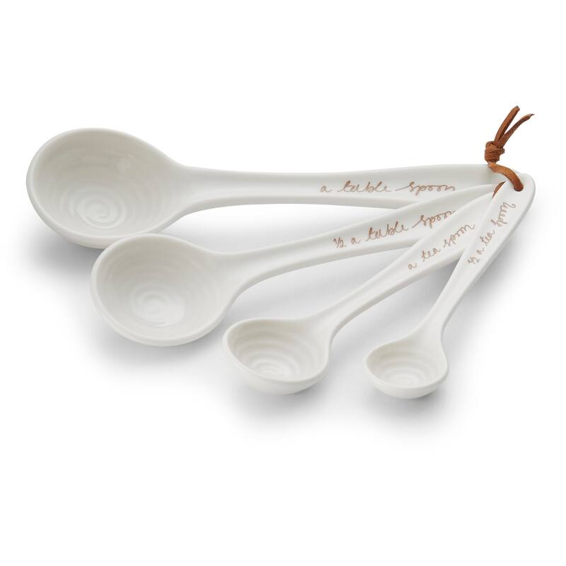 Portmeirion Sophie Conran White Set of 4 Measuring Spoons - 1 tbsp, ½ tbsp, 1 tsp, ½ tsp