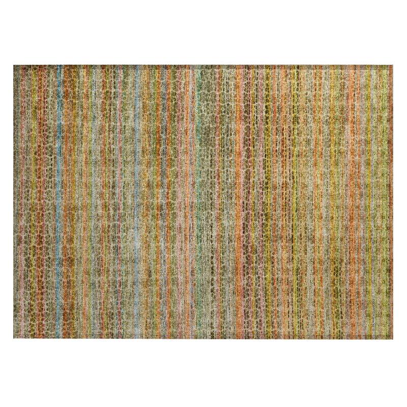 Machine Washable Indoor/Outdoor Transitional Striped Chantille Rug