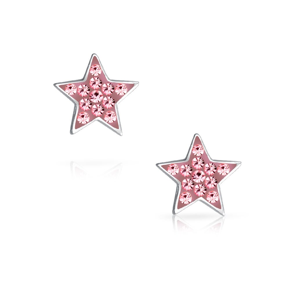 Sterling Silver Enamel Star Preciosa Crystal Earrings Celestial
