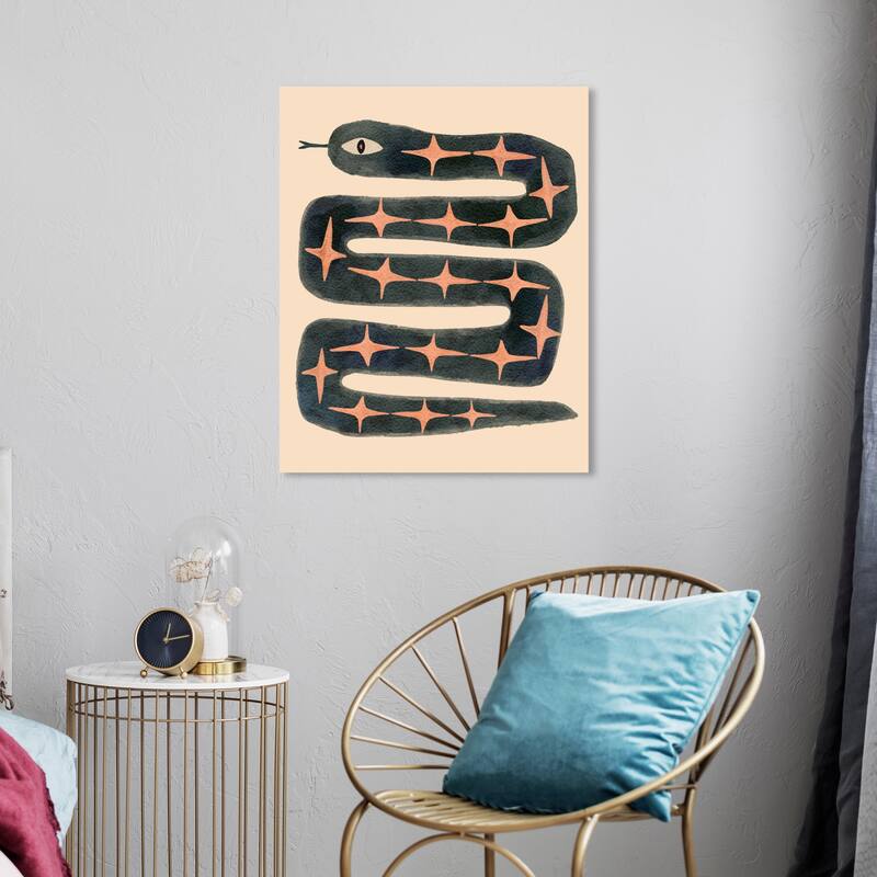 Wynwood Studio Canvas Animals Serpentine Stars Orange and Pastel Orange Bohemian & Eclectic Wall Art Canvas Print - 24 x 20