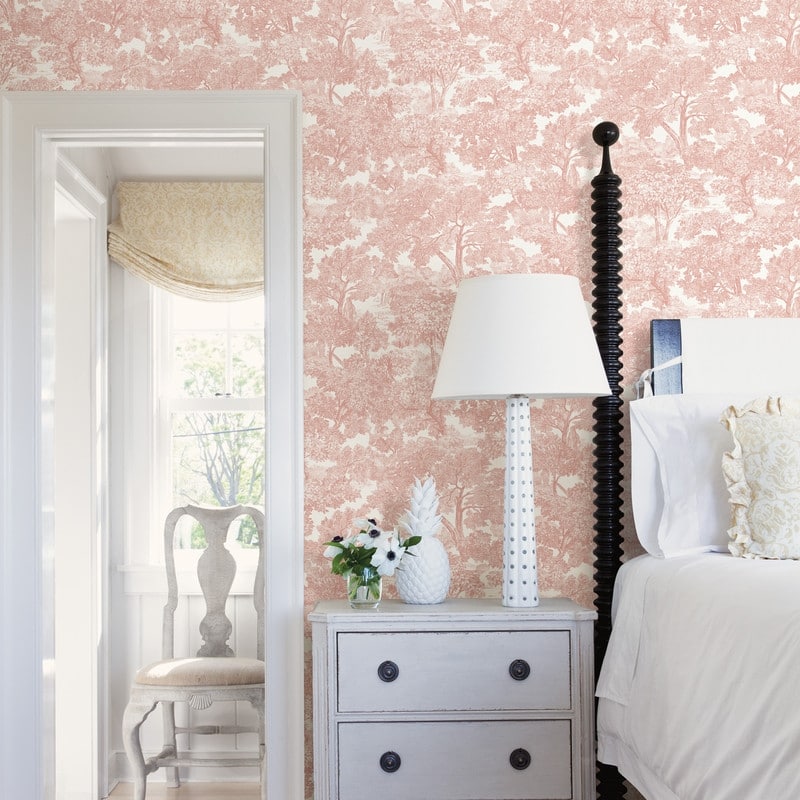 Chesapeake Spinney Rose Toile Wallpaper - 20.5in x 396in x 0.025in