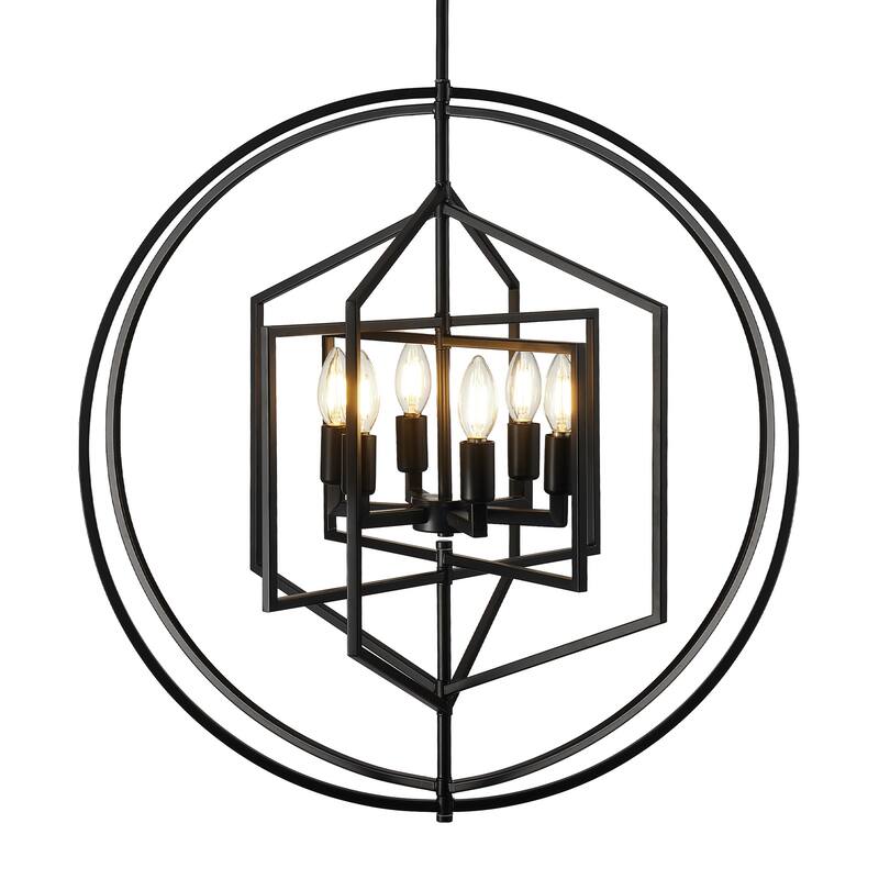 25.78" Geometric Chandelier Modern 6-Light Fixture Pendant Lighting
